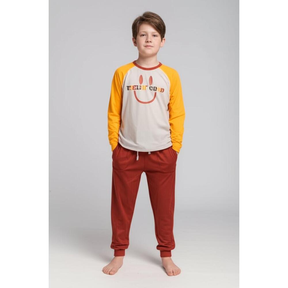 THEREABOUTS Sleepwear Set Boys Rust Gray Graphic Jogger‎ Raglan Comfy Cozy Size